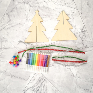 Décorations de Noël DIY en gros pour la maternelle : Mini sapins en bois à peindre, ornements cadeaux faits à la main pour enfants - Product Image 3