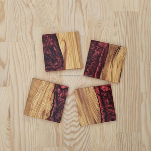 FWE Unique Easy <b>Cleaning</b> Mats Pads Epoxy Resin Pattern <b>Wood</b> Coaster <b>Set</b> Modern Design Eco-Friendly Heat Resistant for Water - Product Image 5