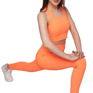 Yoga Set Women Gym Wear Matching Fitness Outfit Workout Apparel OEM ODM Manufacturer Yoga Set Seamless <b>Crop</b> <b>Top</b> Leggings - Product Image 3