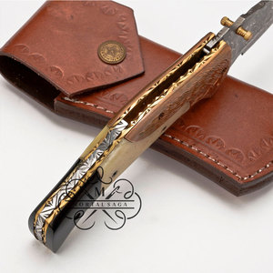 มีดพับพกพามีดกลางแจ้งทำด้วยมือเหล็กดามัสกัส - Product Image 3