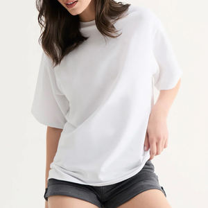 Camiseta Oversize de Alta Calidad para Mujer, Hombros Caídos, Tejido Grueso de 180 g/m², Color Sólido, Estilo Urbano, 100% Algodón, Transpirable para Verano - Product Image 2