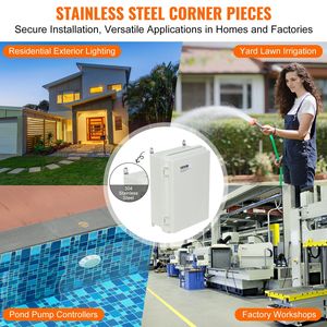 Scatola Elettrica Esterna in Plastica ABS 43 x 33 x 18 cm con Coperchio a Cerniera e Condotte e Raccordi in Acciaio Inossidabile - Product Image 6