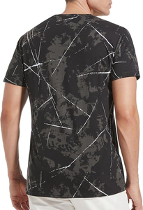 Camiseta Deportiva Transpirable para Hombre 2026, con Estampado Geométrico, Tejida, Casual, de Manga Corta, Cuello Redondo, Negra con Líneas Blancas - Product Image 5