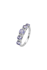 Anillo de Zafiro y Diamantes Múltiples en Plata de Ley 92.5 KLSR-11744 - Product Image 6