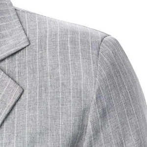 Blazer décontracté gris uni de haute qualité pour hommes, style rétro, simple boutonnage, coupe ample, pour la vente en gros - Product Image 4