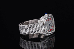 Iced Out Red Roman Numerals <b>Watch</b> Silver Square Automatic Men <b>Mechanical</b> Bust Down Luxury Hip Hop Bling Moissanite <b>Watch</b> - Product Image 2