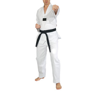 Uniforme de Taekwondo blanc et rouge pour enfants, unisexe, 100% coton, durable, coupe classique, vêtements d'arts martiaux - Product Image 5