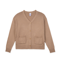 Damen Rosa V-Ausschnitt Strickjacke Langarm Einfarbig Lässig Knopfleiste Vordertasche Regular Fit Winter ODM Schlicht