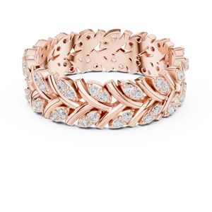 Bague Éternité Luxe en Or Rose avec Feuille de Vigne pour Femme, Élégante, Ornée de Cristaux, Idéale pour Mariage, Anniversaire, Bijou Tendance, Cadeau - Product Image 2
