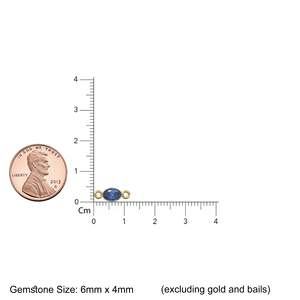 Sapphire 18k Solid Gold <b>Spacer</b> Connector / Handmade Bracelet Finding / Necklace Gold Findings / Blue Gemstone 4x6MM September - Product Image 4