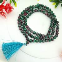 Collier Mala en cristal fait main, noué à la main, écologique, religieux, 9 perles, pour le yoga et la prière