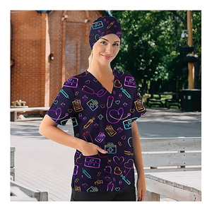 Unisex Classic White Cotton <b>Scrub</b> <b>Sets</b> with Jersey Fabric Needle Detection Professional Medical Nurse Uniform for Hospital Use - Product Image 6