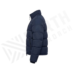 Veste matelassée pour femme, hiver, col montant, manches longues, coupe-vent, rembourrage en polyester, couleur unie, longueur courte, fermeture éclair - Product Image 3