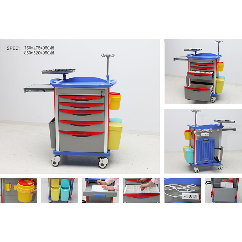MN-EC003 High Quality Hospital ABS Trolley  Emergency Cart For Nursing Use