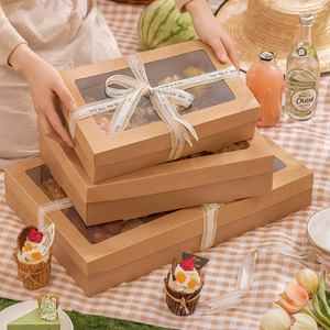 Boîte cadeau alimentaire personnalisée en kraft avec fenêtre transparente, grande boîte d'emballage pour collations et pâtisseries, usine OEM - Product Image 3