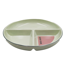 Blue Ceramic Divided Plate with 'GOOD TIME' Print Eco-Friendly Modern 3-Section Home Use Food Serving Tray - Product Image 2