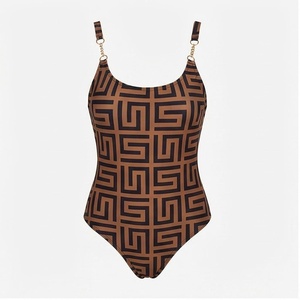 Women's One-Piece Geometric Print Swimsuit Scoop Neck Stretch Spandex Polyester Bikini Beachwear - Product Image 1