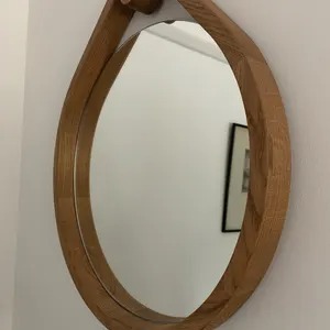 Simple Oval Wooden <b>Frame</b> Mirror Perfect For Bathroom Washroom And Home Wall Timeless Appeal Styling Handcrafted From India - Product Image 5
