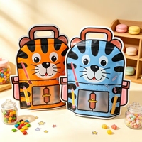 Sac à fermeture éclair en forme d'animal de dessin animé irrégulier avec fenêtre transparente, refermable, en PET+PE, 24*28+8, pochette d'emballage alimentaire pour bonbons