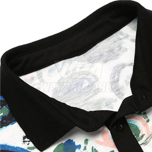 Polo à manches courtes pour homme, imprimé, coupe classique, décontracté, respirant, en popeline de coton, design peint à la main - Product Image 2