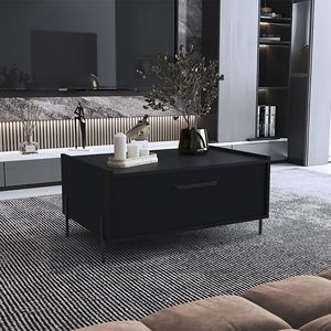 Black 15.6\" H <b>Coffee</b> <b>Table</b> with 1 Shelf and 4 <b>Legs</b> - Product Image 1