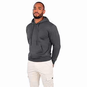 Men's Heavyweight <b>600gsm</b> Polyester/Cotton Lined Knitted Letter Outdoor Printed <b>Hoodie</b> Stringless Pullover Plain Color Oversized - Product Image 2