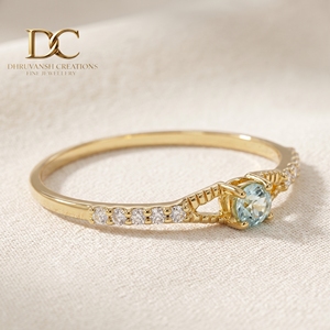 Anillo de Boda de Lujo en Oro Amarillo Sólido de 14 Quilates con Diamante Cultivado en Laboratorio y Yag Paraiba Azul, Joyería Fina para Mujer, Certificado IGI - Product Image 2