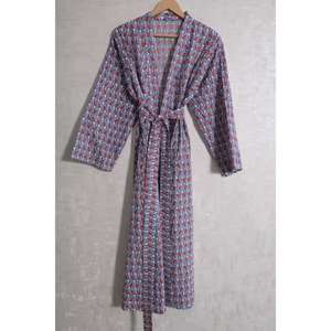 Robe Kimono en Coton Imprimé pour Femme Lavinas, Style Bohème, Col en V, Longueur Totale, Respirante, Séchage Rapide, Tenue Décontractée pour la Maison, Douce - Product Image 1