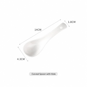 Cuchara de cerámica para fideos con orificio de 14 cm, diseño minimalista ligero, uso diario - Product Image 1
