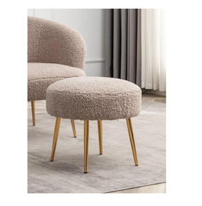 Traditional Style Metal Ottoman Pouffes <b>Velvet</b> <b>Footstool</b> Footrest Stool for Home Decor Office for School Use for Living Room - Product Image 2