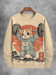 Sweat à capuche décontracté unisexe à manches longues, imprimé par transfert thermique, respirant, coupe classique, motif chat anime amusant, pour l'automne et le quotidien - Product Image 4
