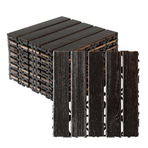 27 Pezzi di Piastrelle in Legno a Incastro 30x30 cm, Pavimentazione Impermeabile per Interni ed Esterni, Decking in Legno per Patio - Product Image 1