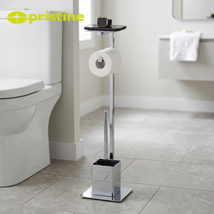 Modern Steel Freestanding Toilet <b>Paper</b> <b>Holder</b> With Plunger And Shelf For Bathroom - Product Image 5