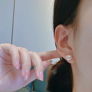 Pendientes de Perlas Akoya Japonesas de Agua de Mar, Oro de 18K, Diseño Simple y Moderno con Espejo de Bombilla, Pequeños y Elegantes - Product Image 2