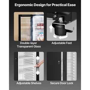 Refrigerador Comercial con Puerta de Vidrio de 8.1 Pies Cúbicos, Enfriador Vertical de Bebidas, Refrigerador para Vino y Exhibición de Productos - Product Image 6