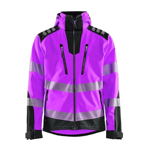 Chaqueta reflectante impermeable de alta visibilidad personalizada con capucha para construcción y ropa de trabajo de seguridad al aire libre - Product Image 3