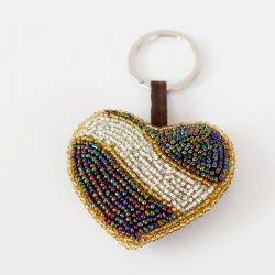 Porte-clés de sac brodé de perles fait main par un designer, blanc et orange, avec un design luxueux, exclusif, magnifique et élégant. - Product Image 6
