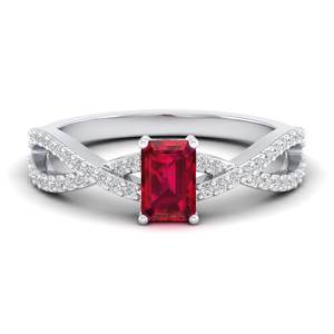 Anillos de Promesa de Plata de Ley 925 con Moissanita para Mujer, Corte Esmeralda, 0.5 Quilates, Gema de Rubí, Joyería, Precio de Fábrica REYES - Product Image 5