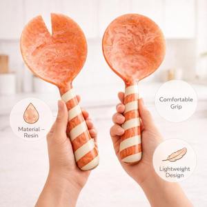 Juego de Servidores de Ensalada de Resina Marrón con Mango Corto, Cuchara y Tenedor de Ensalada con Diseño de Concha de Tortuga, Decoración para Cocina, Comedor y Hogar - Product Image 6