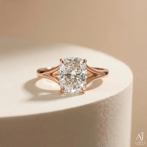 Anillo de Compromiso con Diamante Cultivado en Laboratorio, Corte Radiante, Banda Solitaria, Chapado en Oro sobre Plata, Certificado por Terceros, AARVA JEWELS para Mujer - Product Image 3