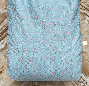 Tissu brodé SQ, tissu de soie brodé, tissu pour abaya, matière pour kaftan, approvisionnement en vêtements, fabrication de vêtements en gros, commerce - Product Image 4