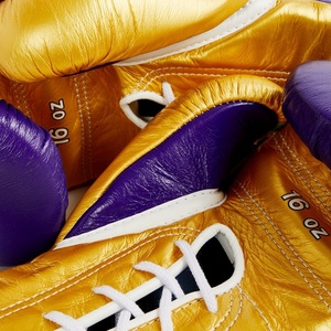 Guantes de Boxeo Profesionales de Primera Calidad, Color Morado y Dorado, con Encaje, Diseño Personalizado, Guantes de Boxeo MMA - Product Image 4