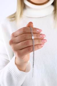 Handmade 925 Sterling Silver Cuban Chain Bracelet Zircon Gemstone Hip Hop Tennis Style Jewelry For <b>Men</b> Women - Product Image 3