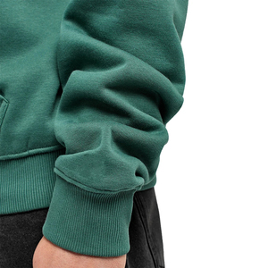 Sweat-shirt à capuche zippé vert surdimensionné pour homme, en molleton, coupe classique, couleur unie, pour l'automne - Product Image 6