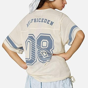 Camiseta de Fútbol Corta de Alta Calidad para Hombre y Mujer, Malla de Poliéster, Estilo Retro, Corte Holgado, Ropa Urbana de Verano - Product Image 5