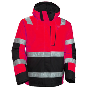 High Visibility Fluorescent Reflective Breathable Windproof Nylon <b>Waterproof</b> Safety <b>Work</b> Jacket Quick Dry Hood for Road - Product Image 1