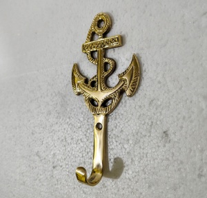 Rắn Brass Thân Thiện Với Môi Cổ Điển Wall Mount <span class=keywords><strong>Hook</strong></span> Trang Trí Neo Tàu Thiết Kế Nhà Máy Mô Hình Có Thể Tháo Rời Móc Chìa Khóa Khăn Móc - Product Image 2