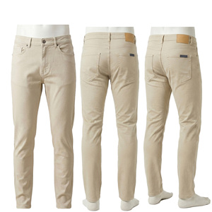 Pantalon décontracté pour homme MASTER TEXTILE, coupe slim, extensible, confortable, teint en pièce, léger, tissé sergé, respirant, fermeture boutonnée, rivets - Product Image 1