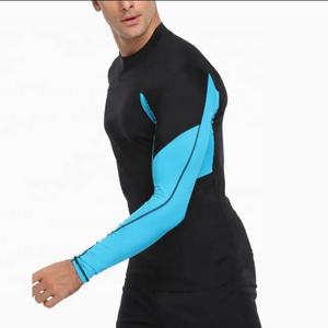 Men's Customized Logo Sublimation Transfer Printed MMA Gym Workout Rash Guard Quick Dry Elastic <b>Long</b> <b>Sleeve</b> Blue <b>Black</b> Unisex - Product Image 5