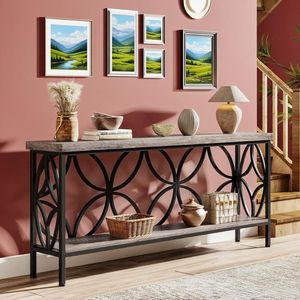 Table de canapé longue de style industriel à utiliser comme table console derrière le canapé - Product Image 1